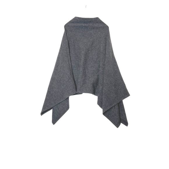 Herman Geist poncho 100% wool vintage grey kangaroo pocket, quiet luxury - Picture 2 of 5